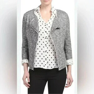 Max Jeans soft knit blazer. Grey and white with cuffed sleeves. Size small
